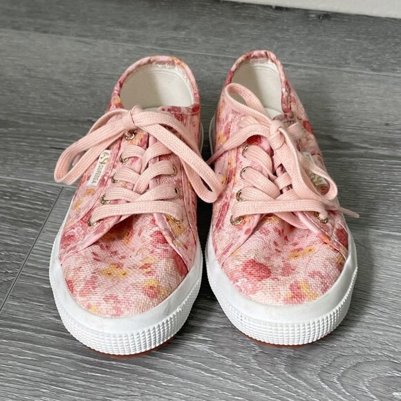 Superga x LoveShackFancy Kid's Classic Lace Up Sneaker In Tokyo Pink - Picture 3 of 7